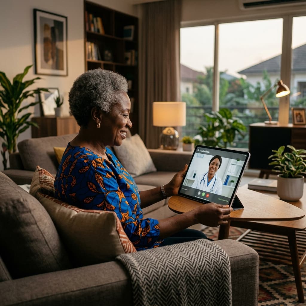 Patient consulting a Maryland Healthcare doctor by video from home